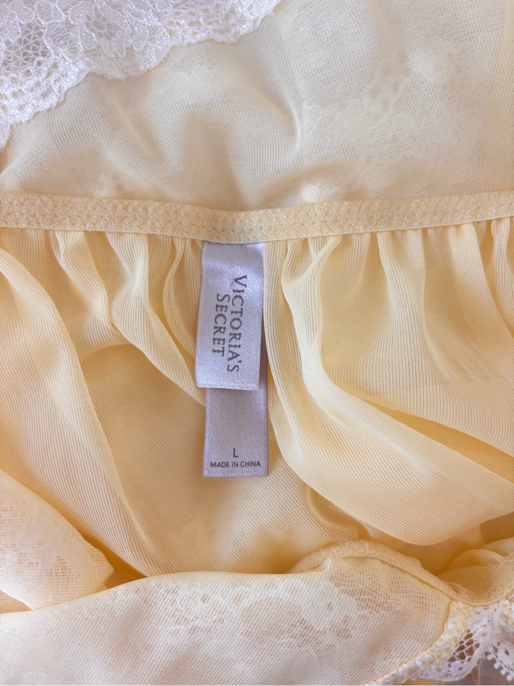 Victoria’s Secret Y2K Yellow Lace Babydoll Chemise Nightgown L - Picture 7 of 8